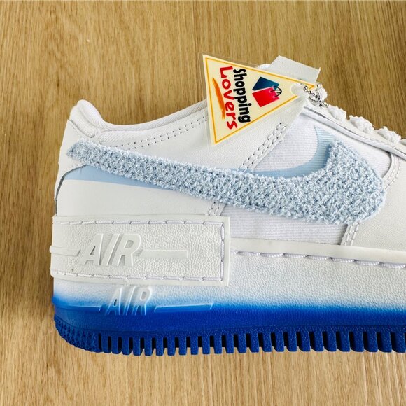❤️Rare Nike Air Force 1 Shadow Womens Shoes Sz 7.5 White Blue Sneaker FJ4567-100 - Picture 9 of 12